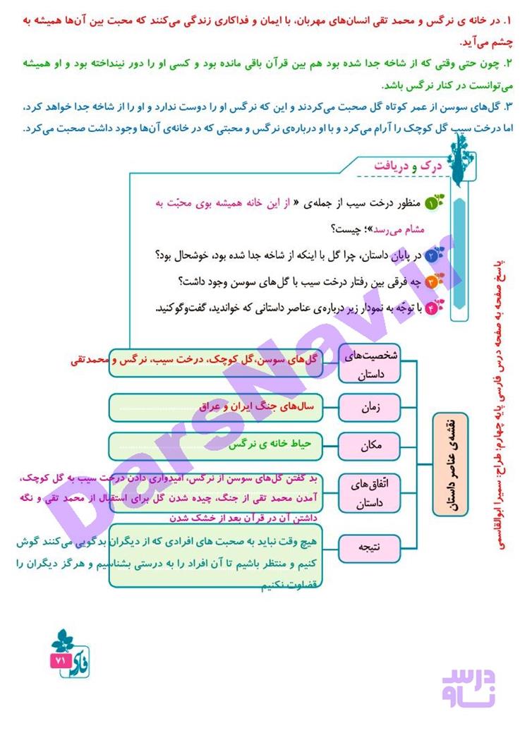 پاسخ درس 7 فارسی چهارم  صفحه 11