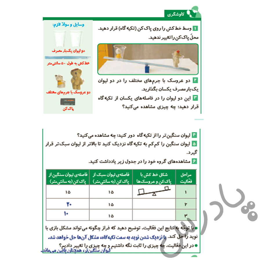 پاسخ درس 8 علوم پنجم  صفحه 1