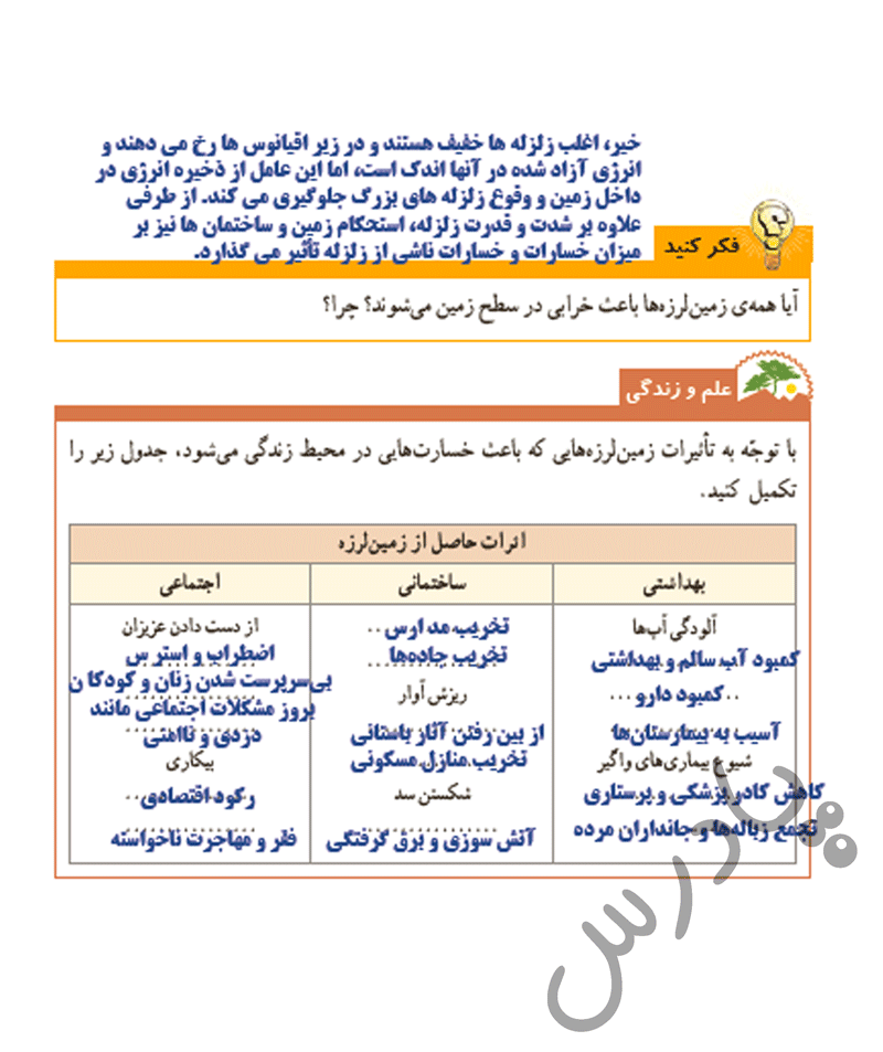 پاسخ درس پنج علوم ششم  صفحه 1