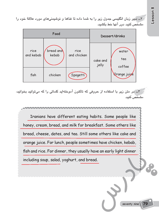 پاسخ درس 8 کتاب کار زبان انگلیسی هفتم  صفحه 2