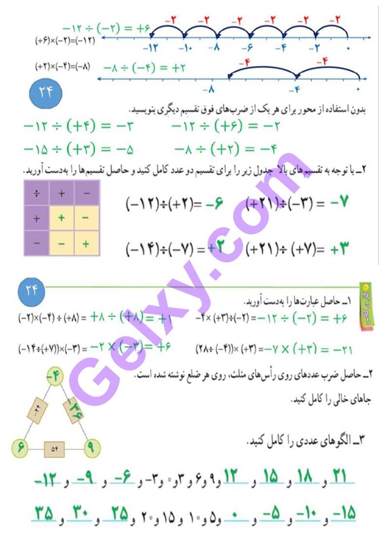 پاسخ فصل 2 ریاضی هفتم  صفحه 21
