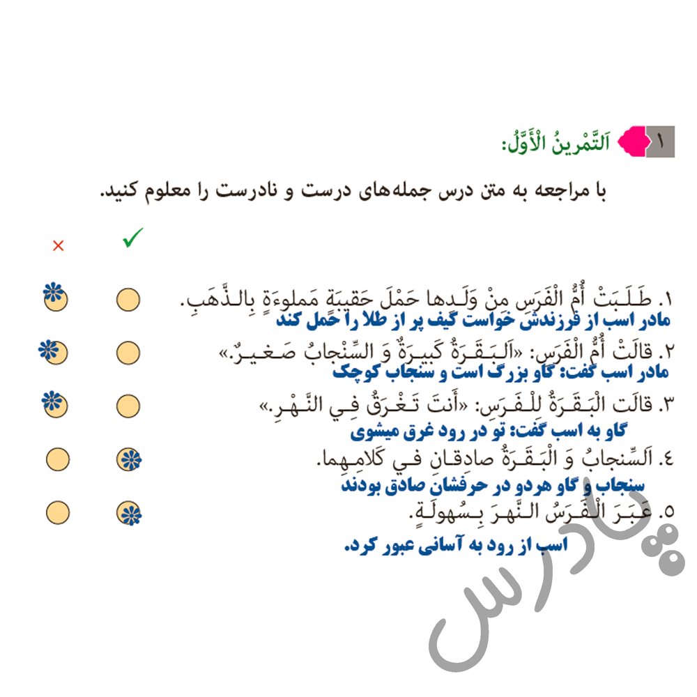 پاسخ درس 4 عربی هشتم  صفحه 5