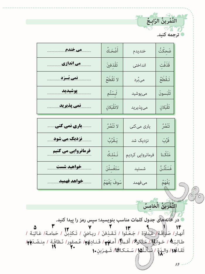 پاسخ درس 7 عربی هشتم  صفحه 4