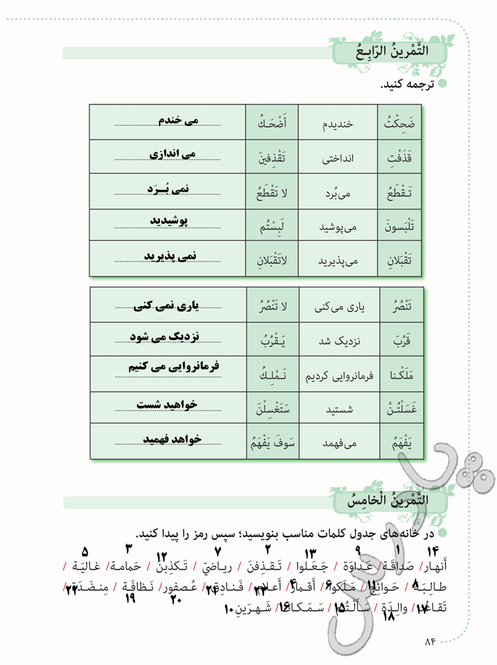 پاسخ درس هفت عربی هشتم  صفحه 4