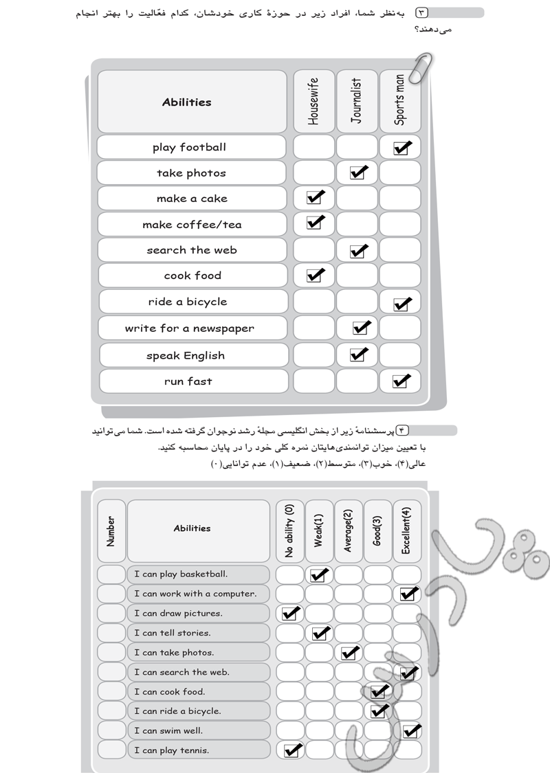 پاسخ درس سه کتاب کار زبان انگلیسی هشتم  صفحه 2