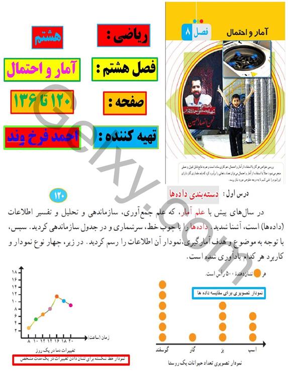 پاسخ فصل 8 ریاضی هشتم  صفحه 1