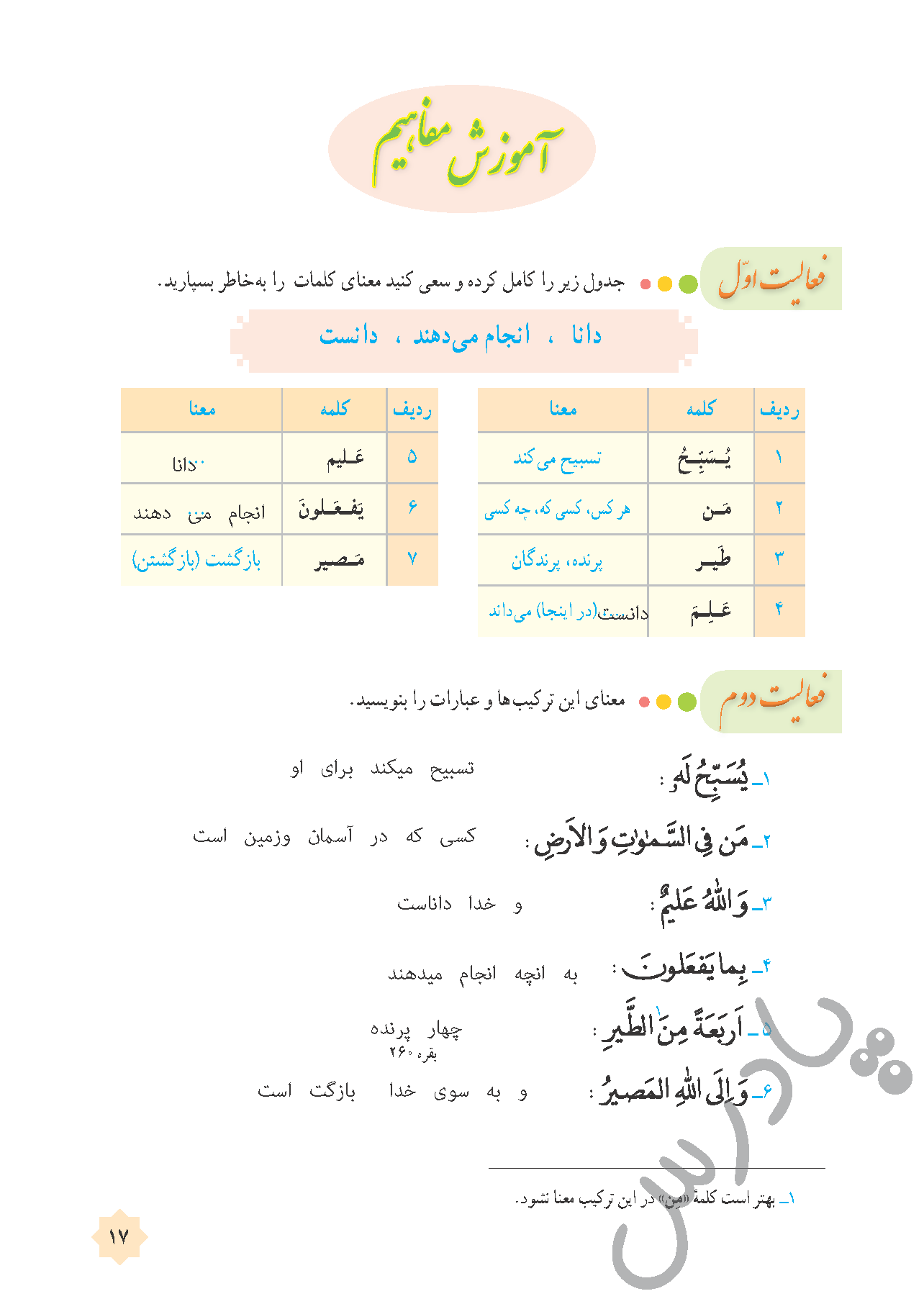 پاسخ درس 1 قرآن هشتم  صفحه 3