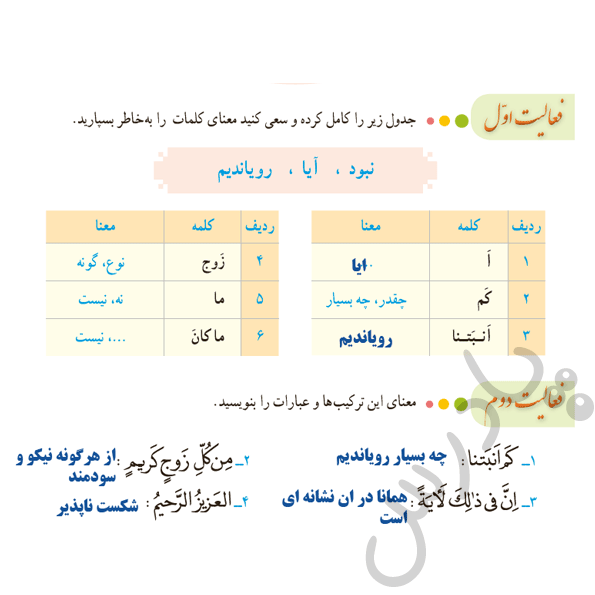 پاسخ درس 3 قرآن هشتم  صفحه 1