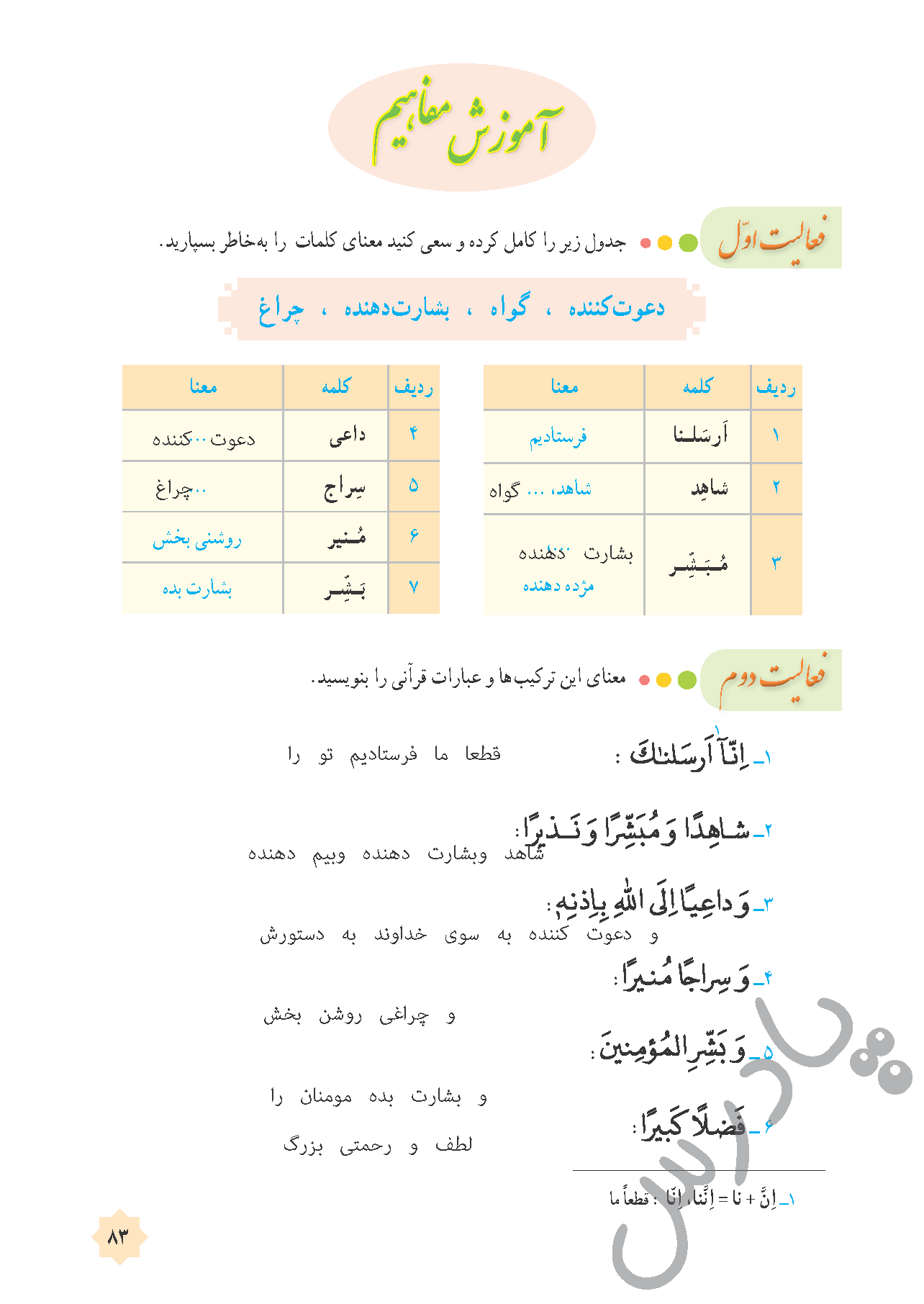 پاسخ درس 8 قرآن هشتم  صفحه 3
