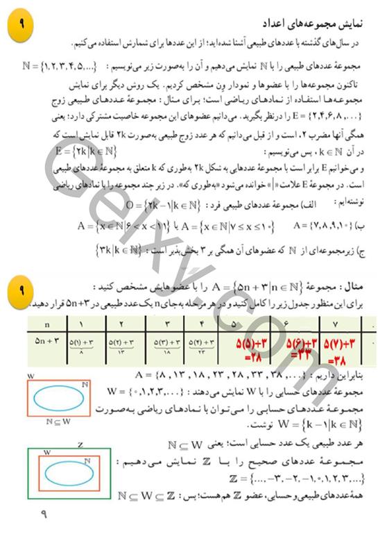 پاسخ فصل 1 ریاضی نهم  صفحه 11