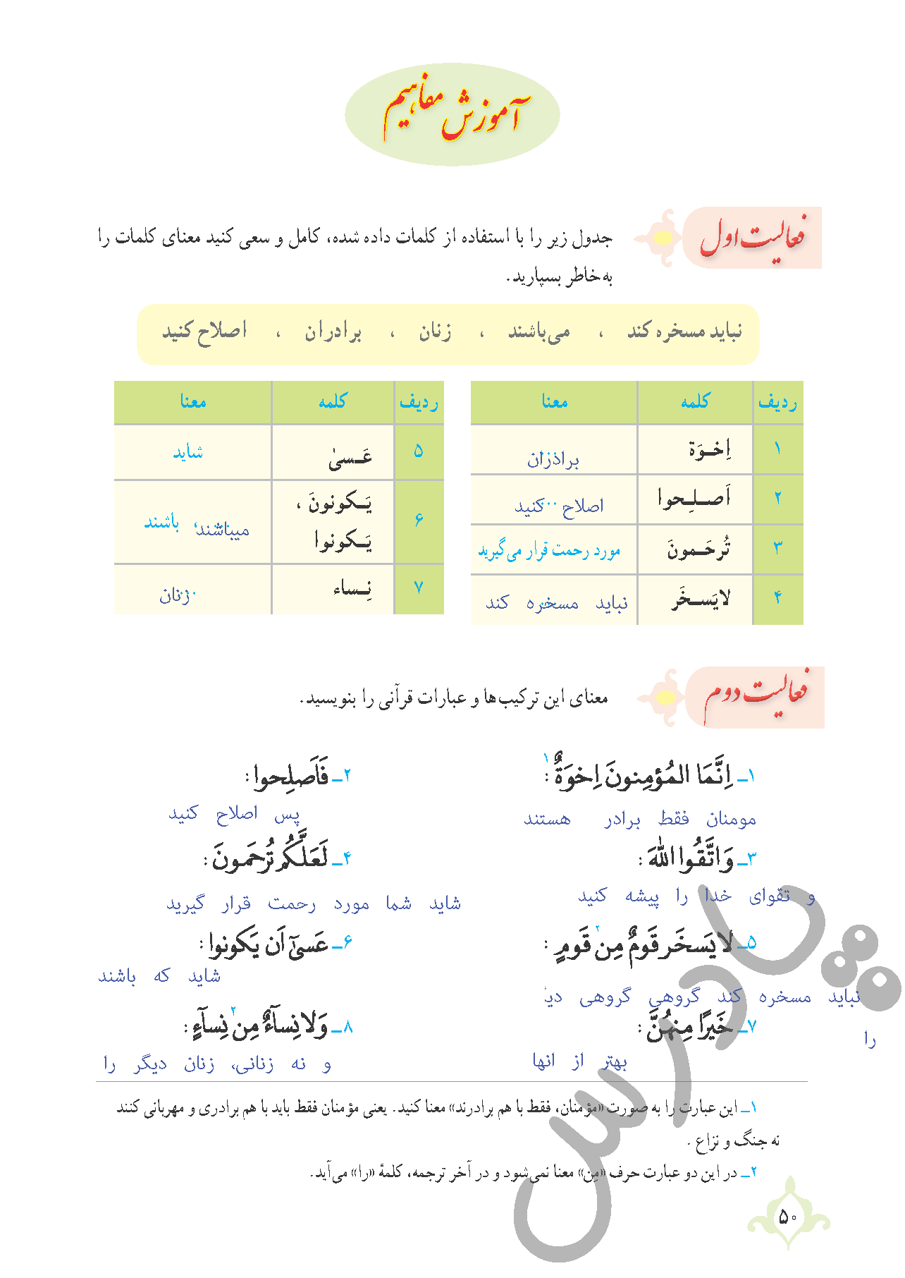 پاسخ درس 4 قرآن نهم  صفحه 3