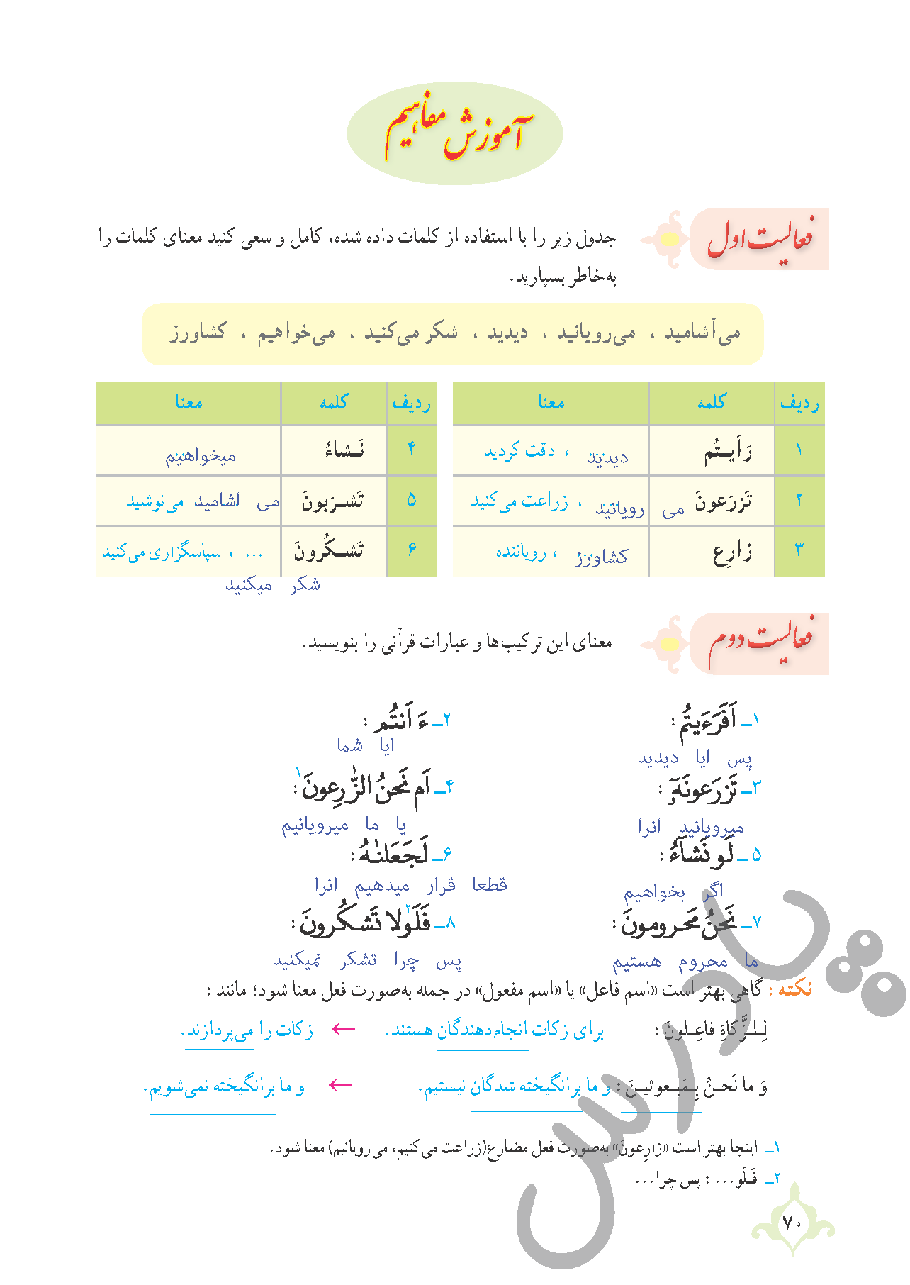 پاسخ درس 6 قرآن نهم  صفحه 3