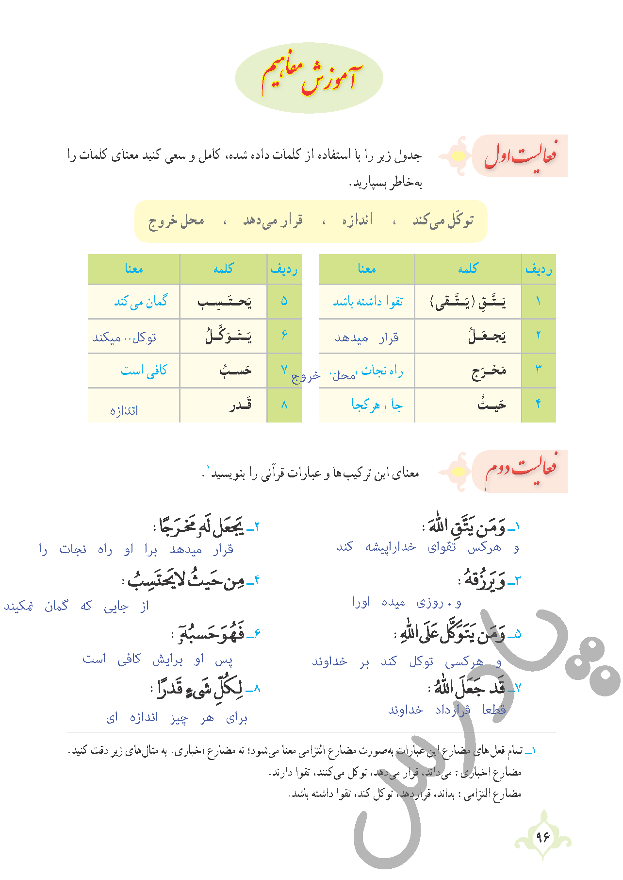 پاسخ درس 9 قرآن نهم  صفحه 1