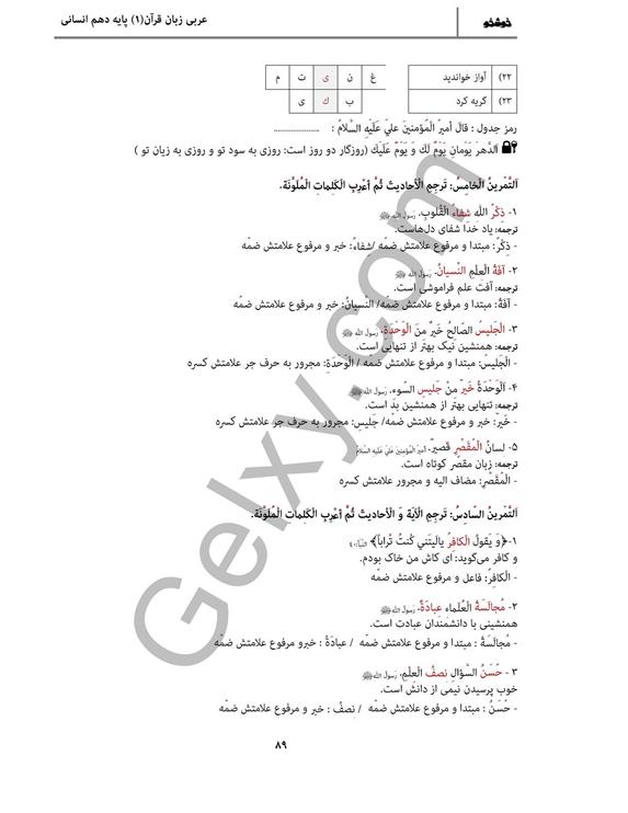 پاسخ درس 8 عربی دهم انسانی صفحه 11
