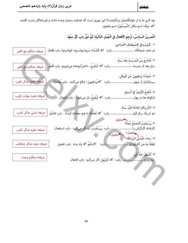 پاسخ درس 2 عربی یازدهم انسانی صفحه 13