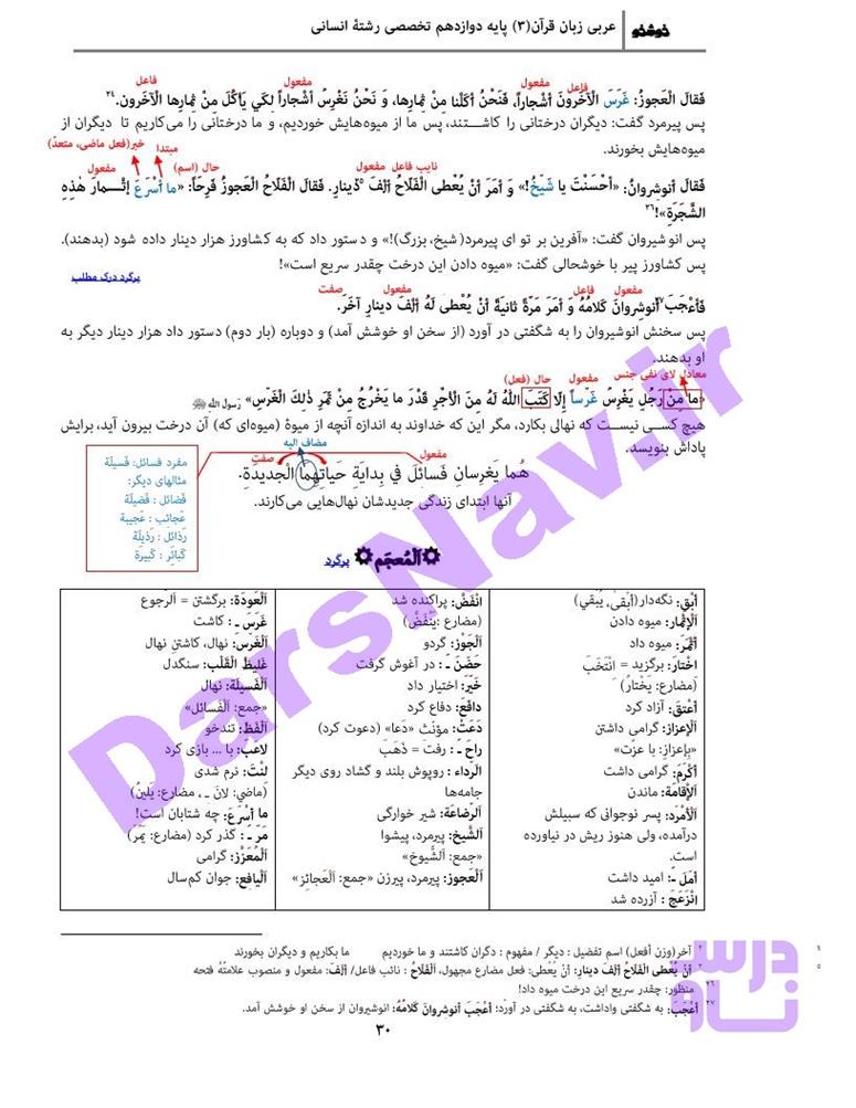 پاسخ درس 3 عربی دوازدهم انسانی صفحه 3