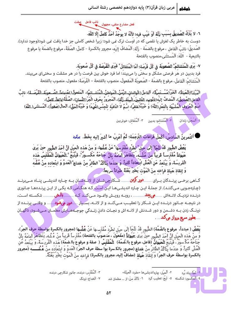 پاسخ درس 4 عربی دوازدهم انسانی صفحه 12