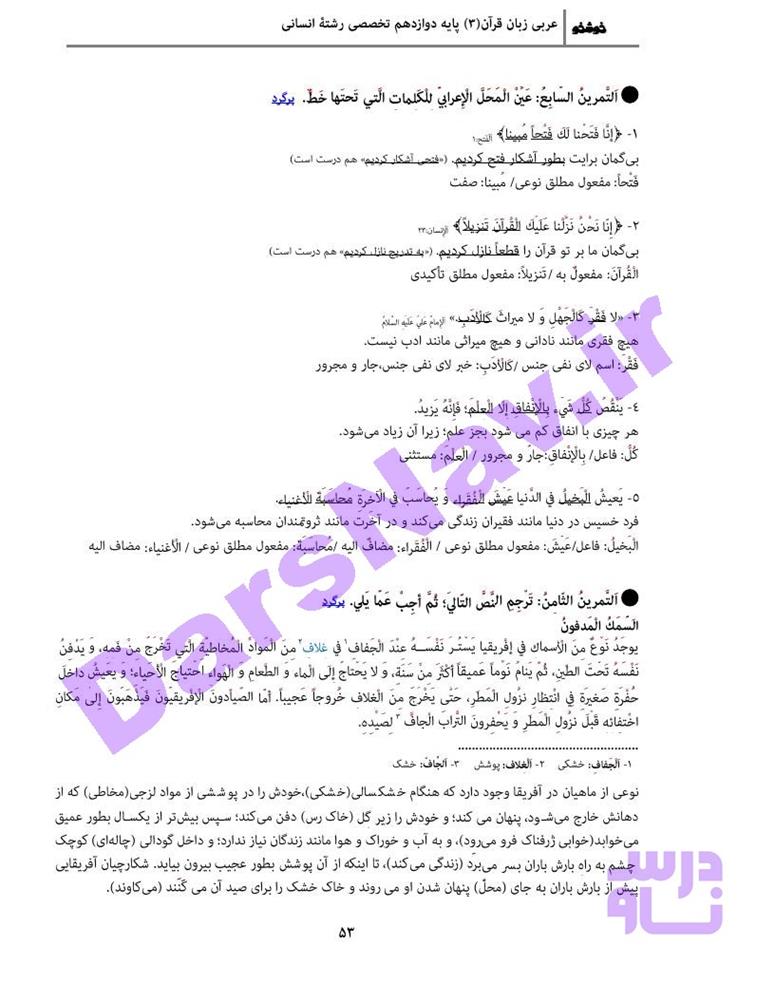 پاسخ درس 4 عربی دوازدهم انسانی صفحه 13
