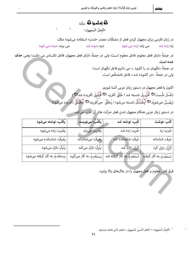 پاسخ درس 6 عربی دهم صفحه 4