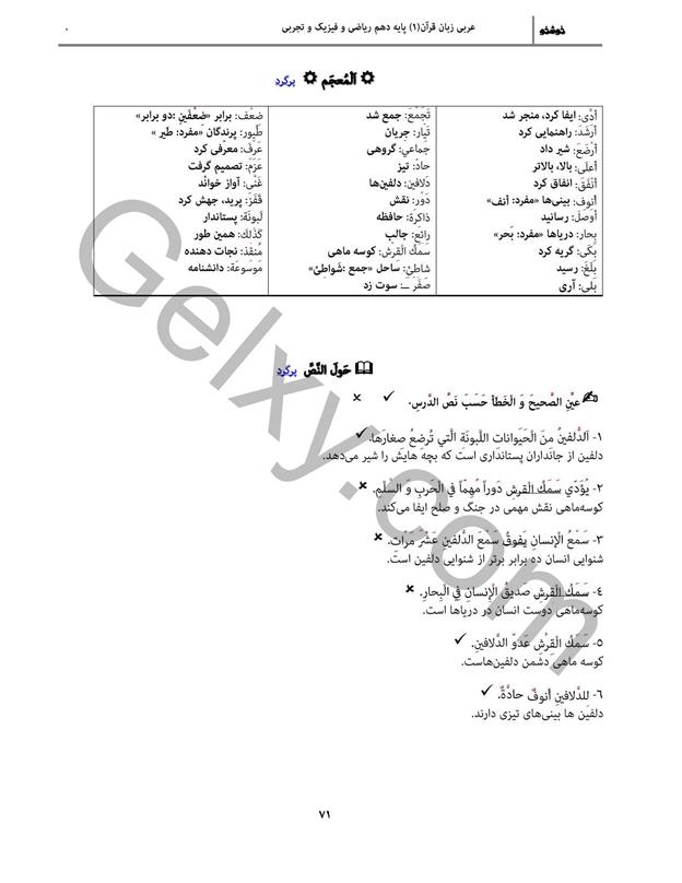 پاسخ درس 7 عربی دهم صفحه 3