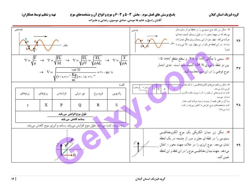 پاسخ فصل 3 فیزیک دوازدهم ریاضی صفحه 16