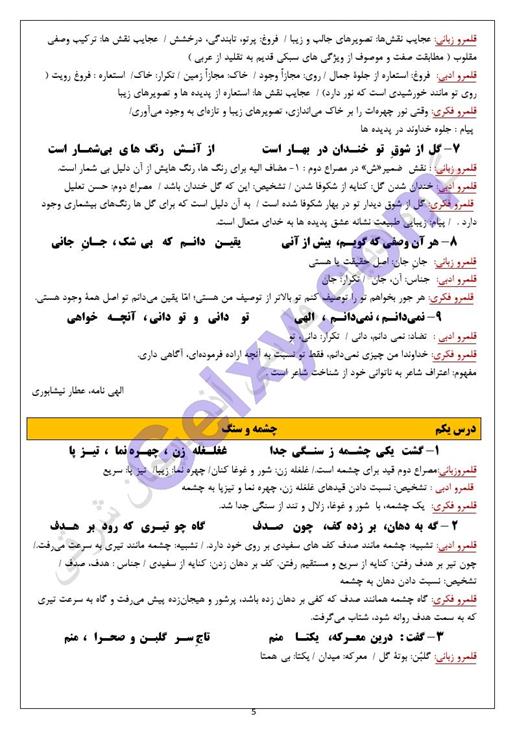 پاسخ درس 1 فارسی دهم صفحه 2