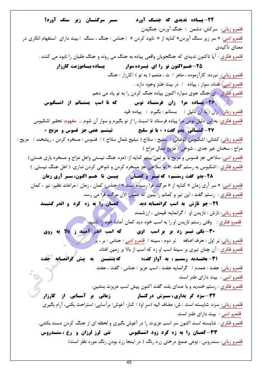 پاسخ درس 12 فارسی دهم صفحه 5