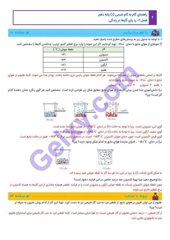 پاسخ فصل 2 شیمی دهم صفحه 2